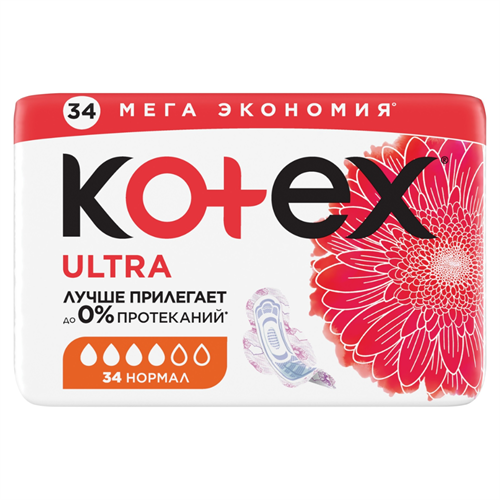 Прокладки Kotex Ultra Quadro Normal 34шт 96209 - фото 10179
