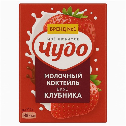 Чудо молочный коктейль клубника 2% 0,2 л 97187 - фото 10790