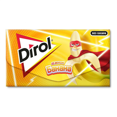 Жевательная резинка Dirol со вкусом банана без сахара 13,5гр 97495 - фото 11064