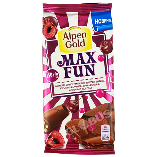 Шоколад Alpen Gold Max Fun Мармелад со вкусом вишни 150гр 97508 - фото 11076