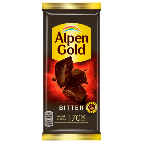 Шоколад Alpen Gold Bitter горький шоколад 70% 80г 97509 - фото 11077