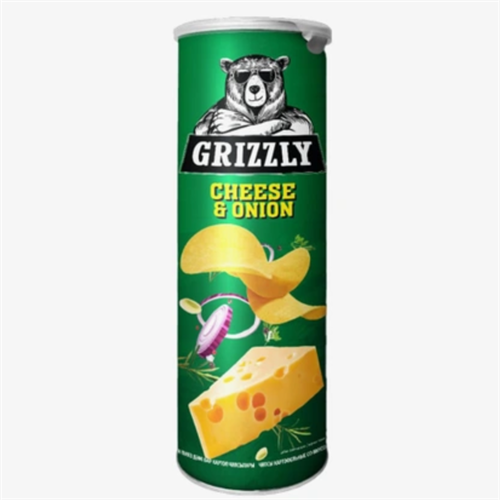 Чипсы GRIZZLY сыр и лук в тубусе 130 гр 97563 - фото 11113