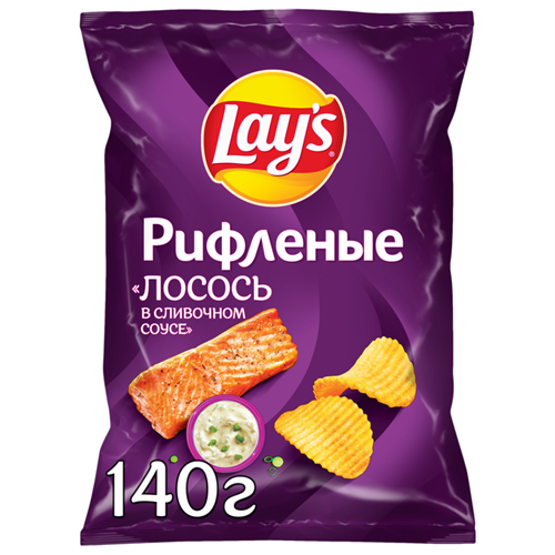 Чипсы картофельные LAY'S Рифленые сливочный лосось 140 гр 97593 - фото 11145
