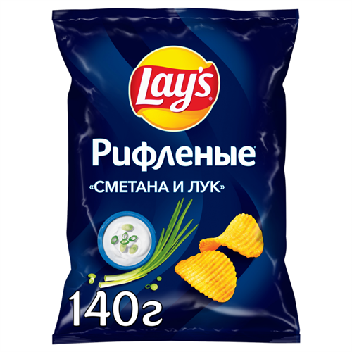 Чипсы картофельные LAY'S Рифленые сметана и лук 140 гр 97594 - фото 11146