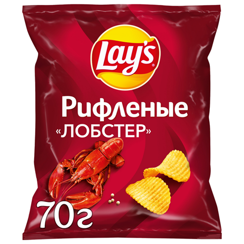 Чипсы картофельные LAY'S Рифленые лобстер 70 гр 97697 - фото 11250