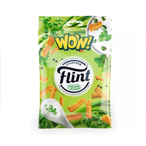 Сухарики Flint WOW сметана с зеленью 190 гр   97698 - фото 11251