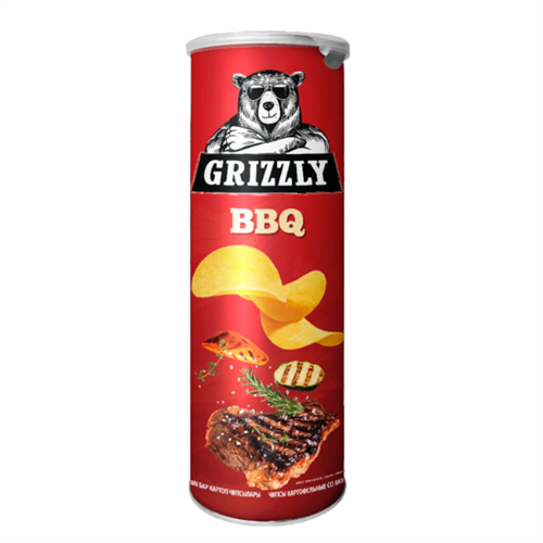 Чипсы GRIZZLY барбекю в тубусе 130 гр 97700 - фото 11252