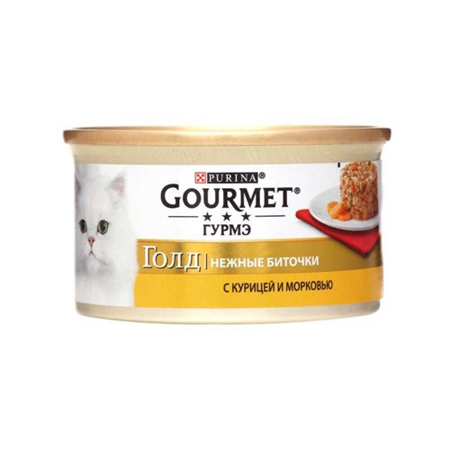 Корм Gourmet Gold нежные биточки курица и морковь 85 гр 98303 - фото 11870