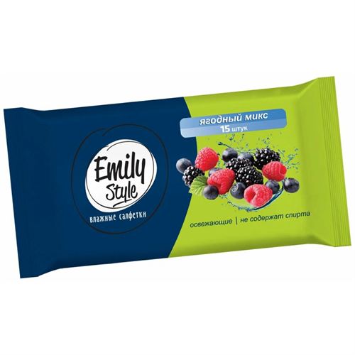 Влажные салфетки Emily Style ягодный микс 15 шт 98350 - фото 11921