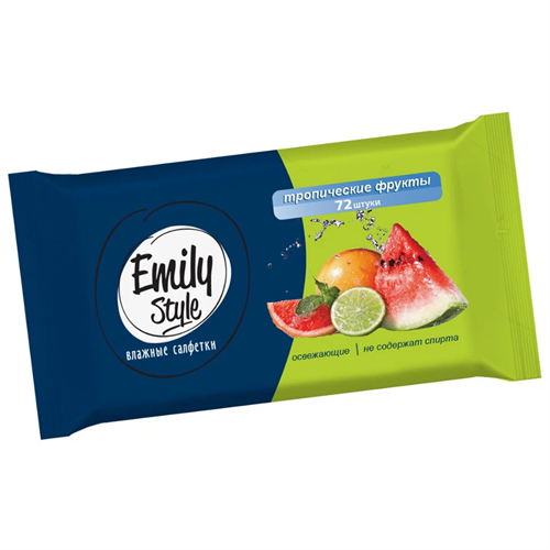 Влажные салфетки Emily Style тропические фрукты 72 шт 98371 - фото 11942