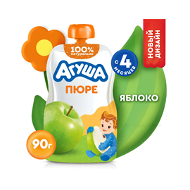 Пюре фруктовое Агуша Яблоко 90 гр пауч 96061