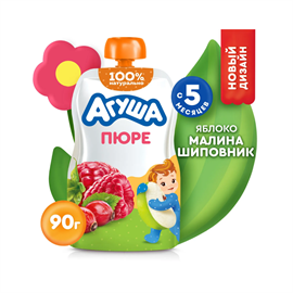 Пюре фруктовое Агуша Малина-шиповник 90 гр пауч 96062