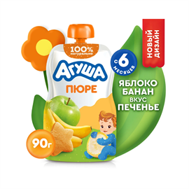 Пюре фруктовое Агуша Яблоко-банан-печенье 90 гр пауч 96063