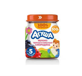 Пюре Агуша яблоко черная и красная смородина 100 гр 96076