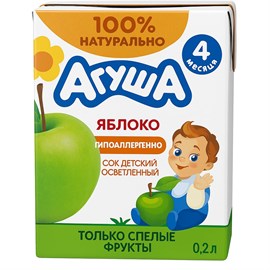 Сок детский осветленный Агуша яблоко 200 мл 96166