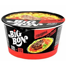 Лапша Big Bon Говядина+соус томатный с базиликом 95 гр 96870
