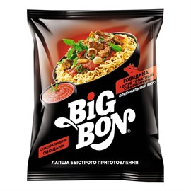 Лапша Big Bon Говядина +соус томат базилик  85 гр 96892