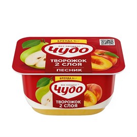 Чудо творожок 2 слоя персик- груша 4% 100 гр  97232