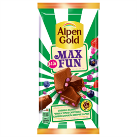 Шоколад Alpen Gold Max Fun Клубника, малина 140гр 97457