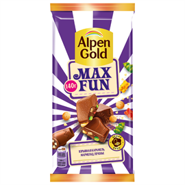 Шоколад Alpen Gold Max Fun Взрывная карамель, мармелад, печенье 140гр 97491