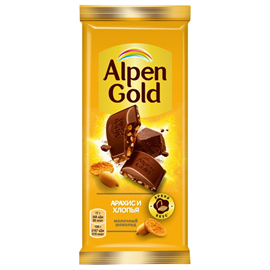 Шоколад Alpen Gold Арахис и кукурузные хлопья 85гр 97493
