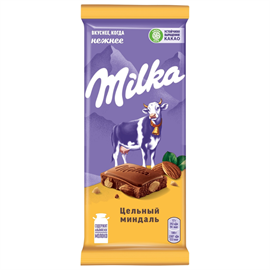 Шоколад Milka цельный миндаль 90гр 97494