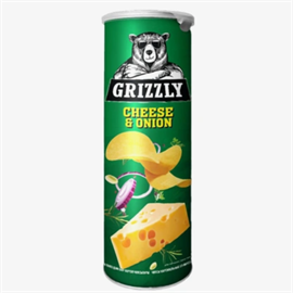 Чипсы GRIZZLY сыр и лук в тубусе 130 гр 97563