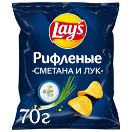 Чипсы картофельные LAY'S Рифленые сметана и лук 70гр 97590