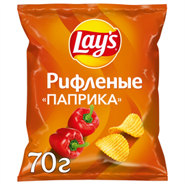 Чипсы картофельные LAY'S Рифленые паприка 70гр 97591