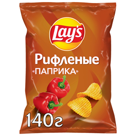 Чипсы картофельные LAY'S Рифленые паприка 140гр 97592