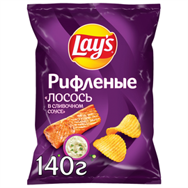 Чипсы картофельные LAY'S Рифленые сливочный лосось 140 гр 97593