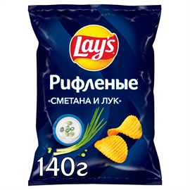Чипсы картофельные LAY'S Рифленые сметана и лук 140 гр 97594