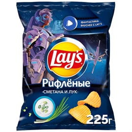 Чипсы картофельные LAY'S Рифленые сметана и лук 225гр 97597