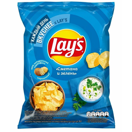 Чипсы картофельные LAY'S Сметана и зелень 225гр 97598