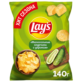 Чипсы картофельные LAY'S Малосольные огурчики с укропом 140 гр 97607