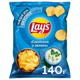 Чипсы картофельные LAY'S Сметана и зелень 140 гр 97612