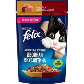 Корм FELIX индейка и печень в желе 75 гр 98268