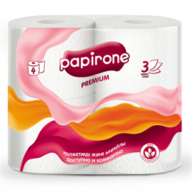 Туалетная бумага Papirone 3 слоя 4 шт 98362