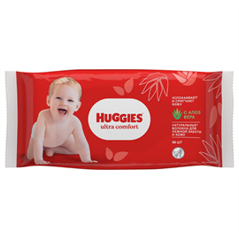 Влажные салфетки Huggies Ultra Comfort с алоэ 56шт 98370