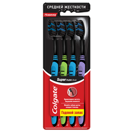 Зубная щетка Colgate Super Flexi Black средней жесткости 4шт 98591