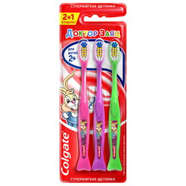Зубная щетка Colgate детская Доктор Заяц мягкая 2+ 3шт 98600